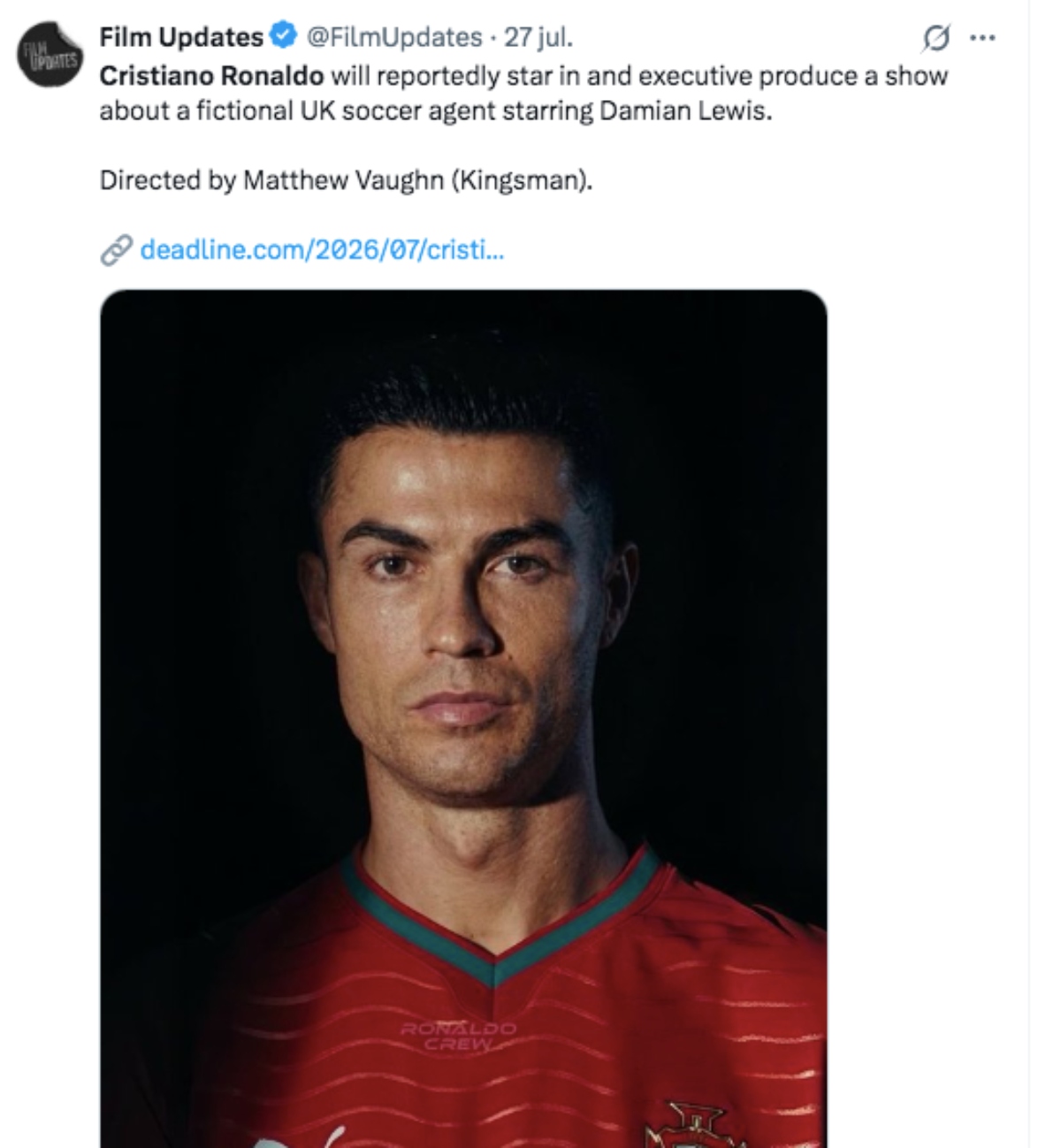 Cristiano Ronaldo ahora será actor y productor de cine