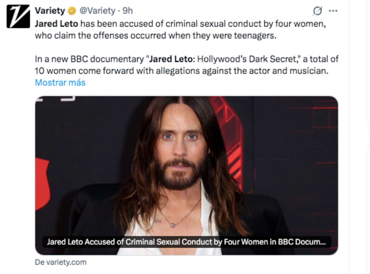 Jared Leto es acusado por cuatro mujeres de presunto abuso