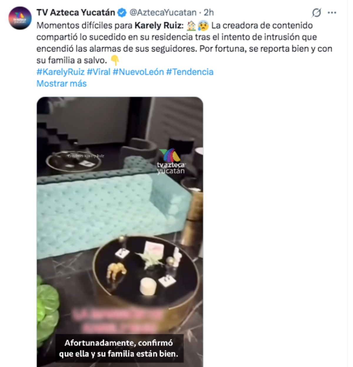 Karely Ruiz sufre violento asalto en su casa