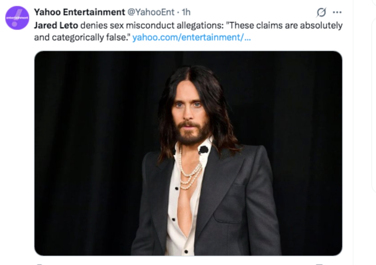 El actor Jared Leto rompe el silencio sobre acusaciones de presunto abuso a mujeres