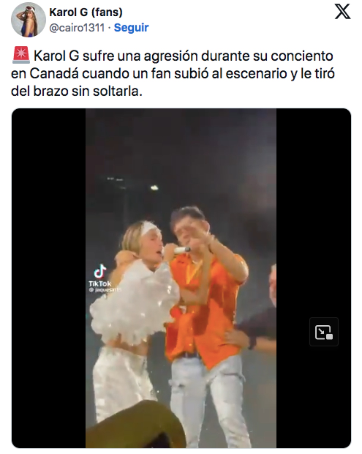 Karol G vive momento de tensión con fanático que la asustó
