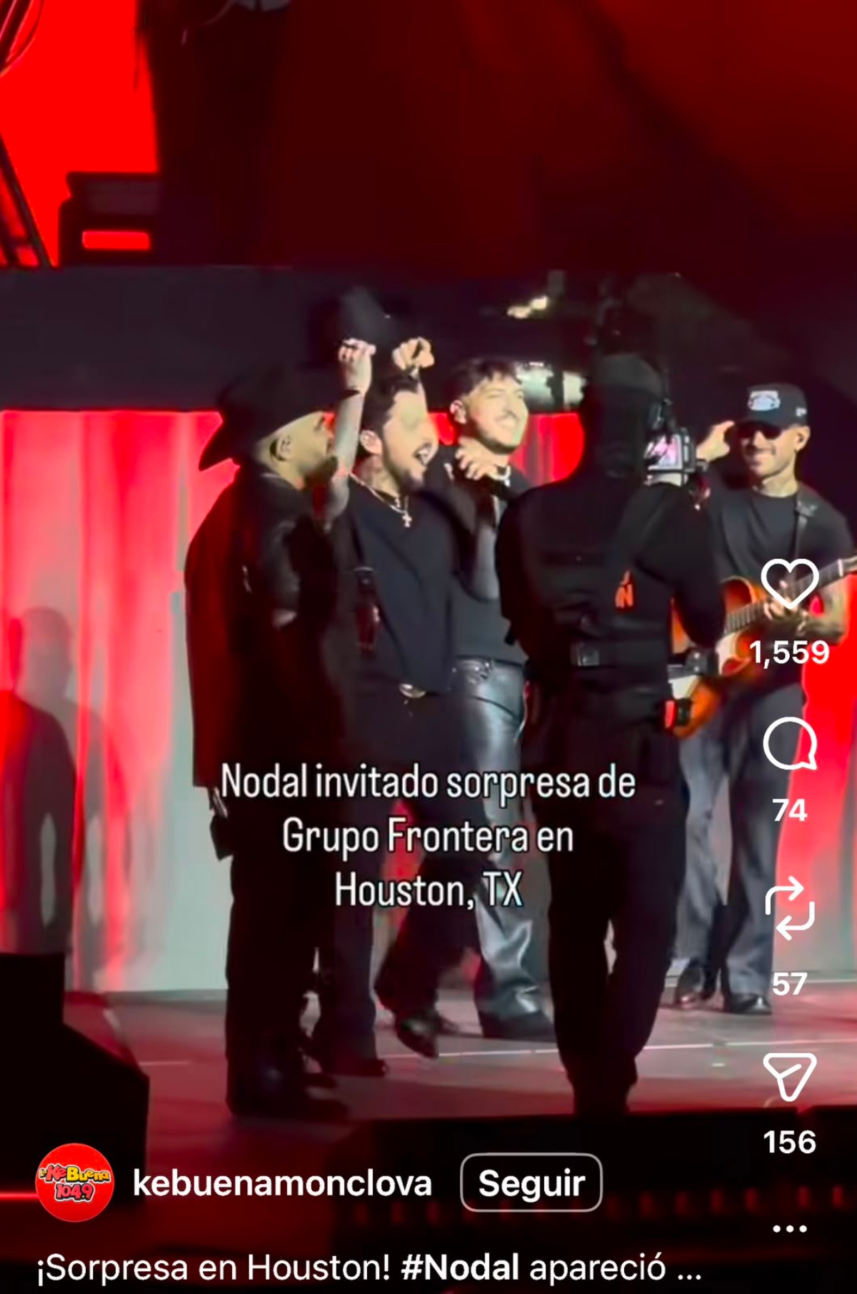 Christian Nodal es la sorpresa del Grupo Frontera en show