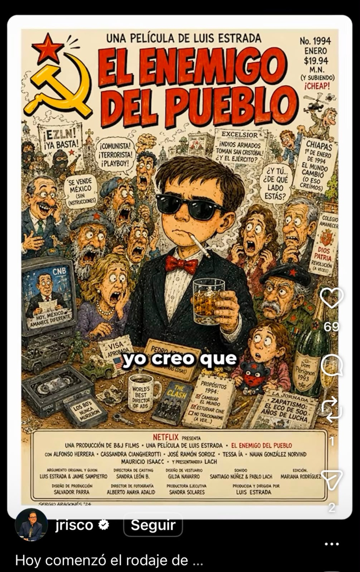 'El Enemigo del Pueblo' película Luis Estrada que estrenará Netflix