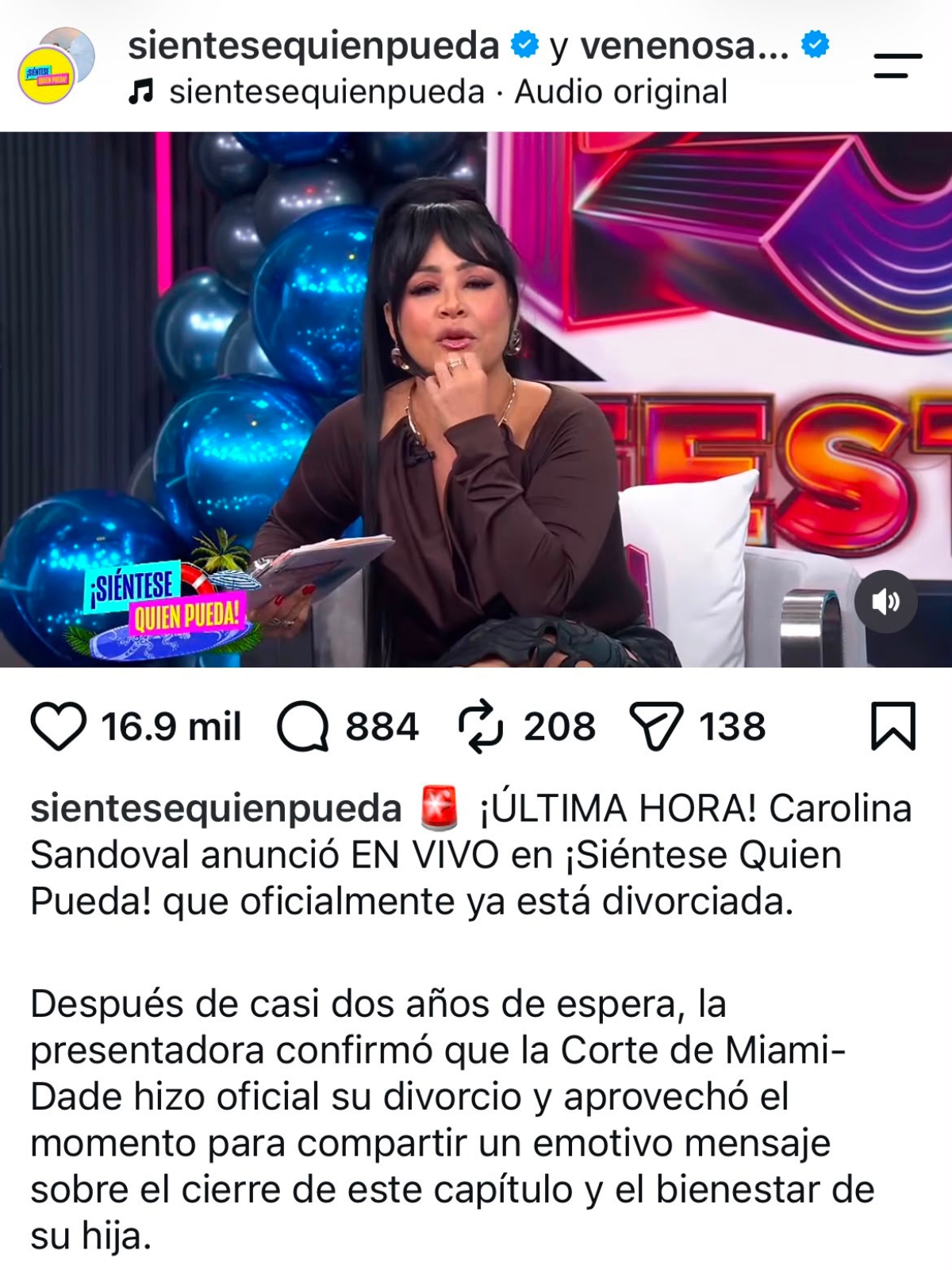Carolina Sandoval confirma que ya es una mujer divorciada