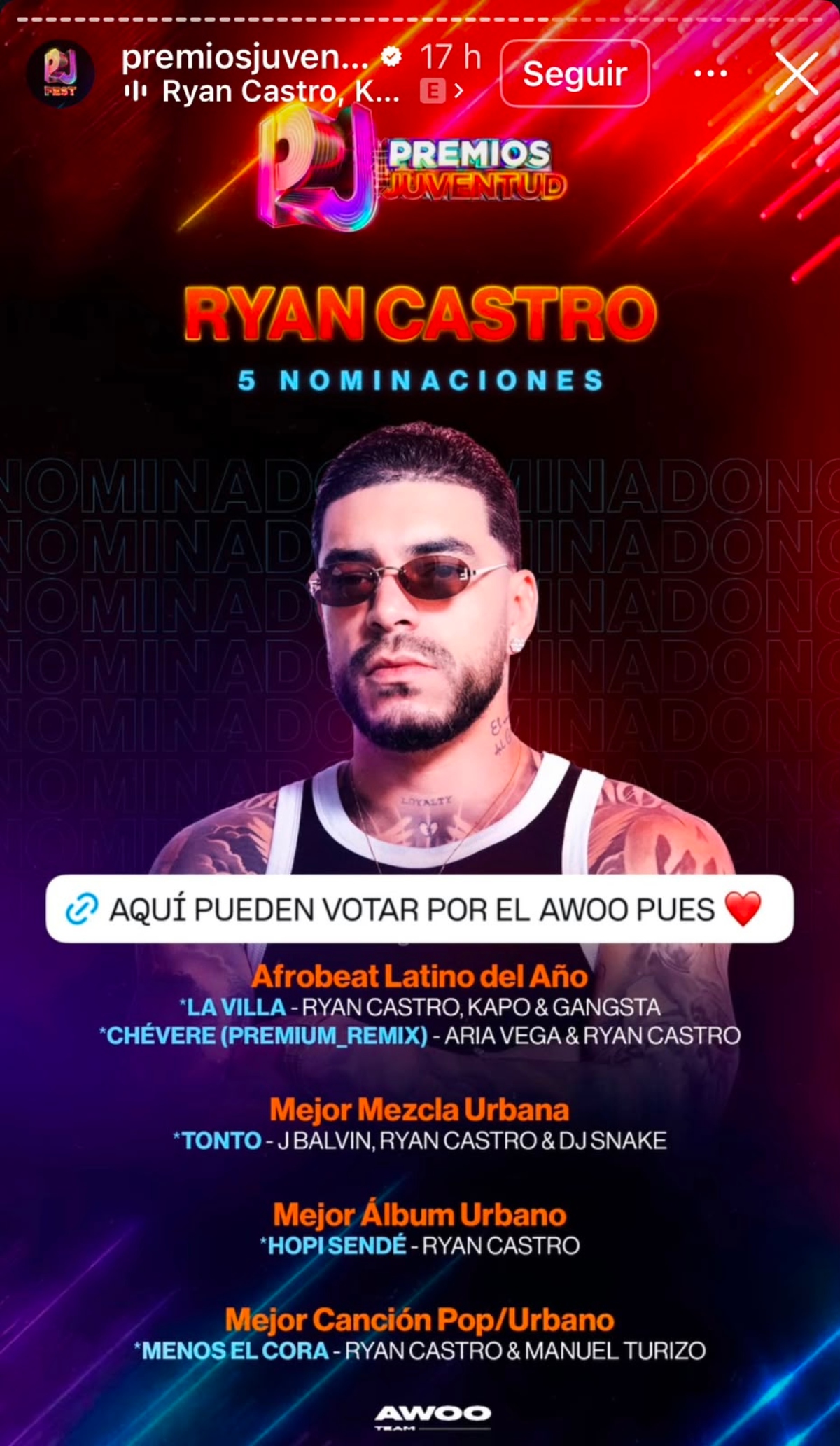 Carín León encabeza nominaciones a los 'Premios Juventud' 2026