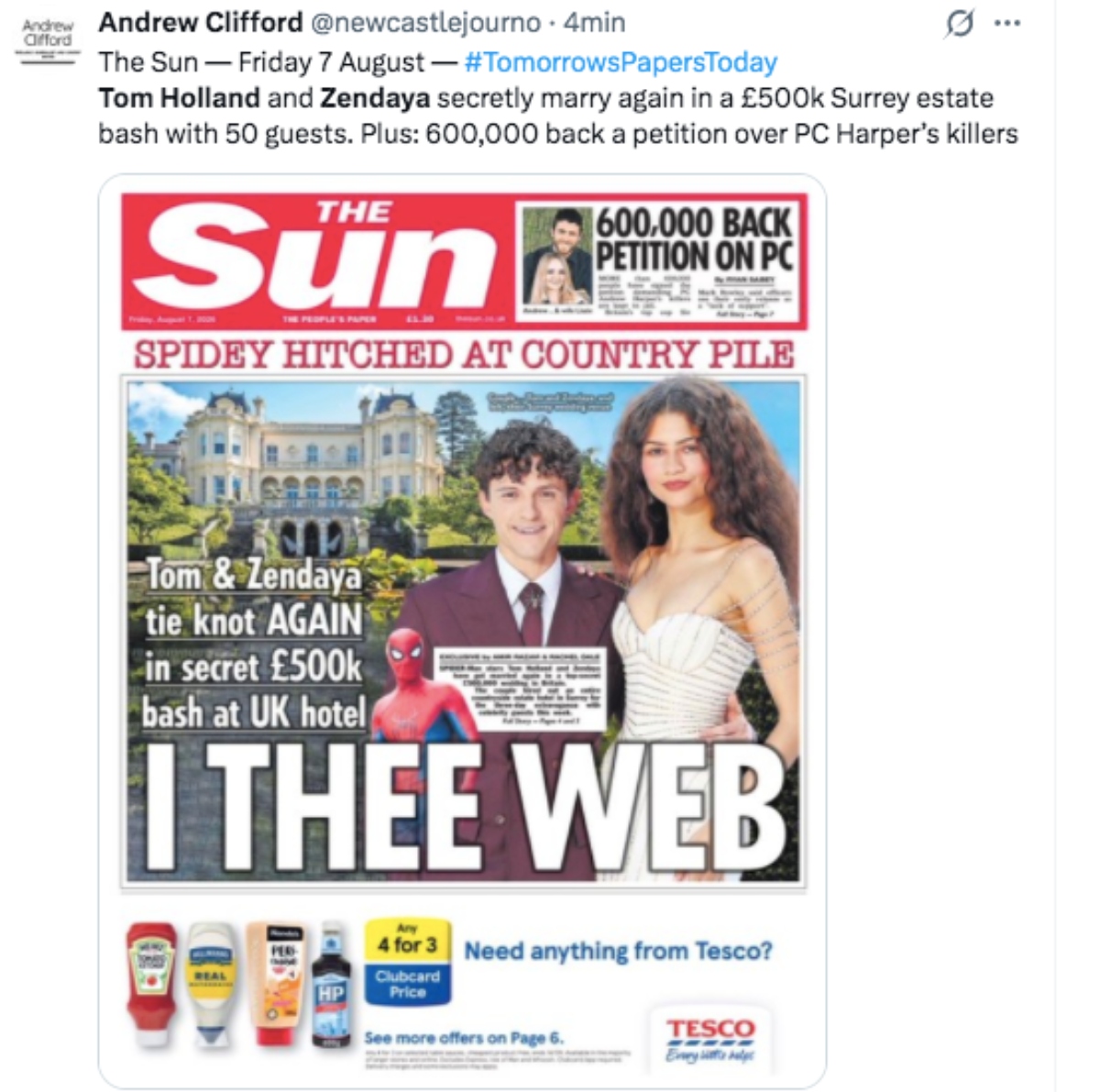 Tom Holland y Zendaya tienen una celebración secreta por su reciente boda