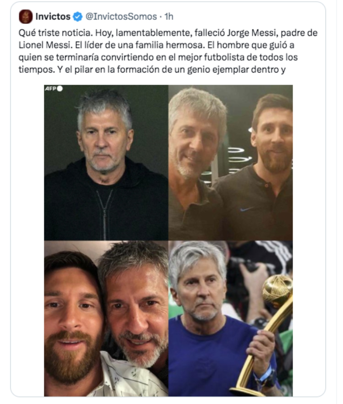 Lionel Messi se viste de luto tras la inesperada muerte de su papá