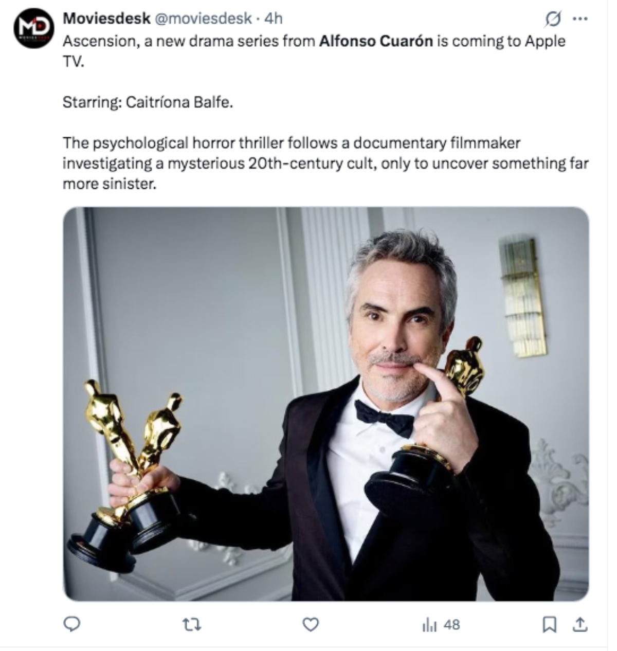 La serie de terror 'Ascensión' será dirigida por el mexicano Alfonso Cuarón