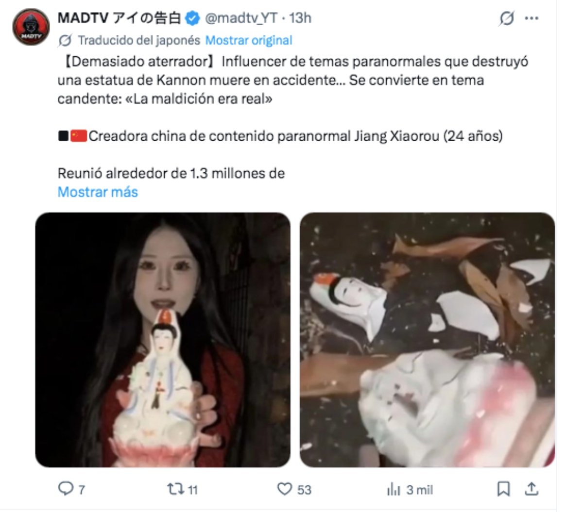 Muere a los 24 años la influencer Jiang Xiaorou