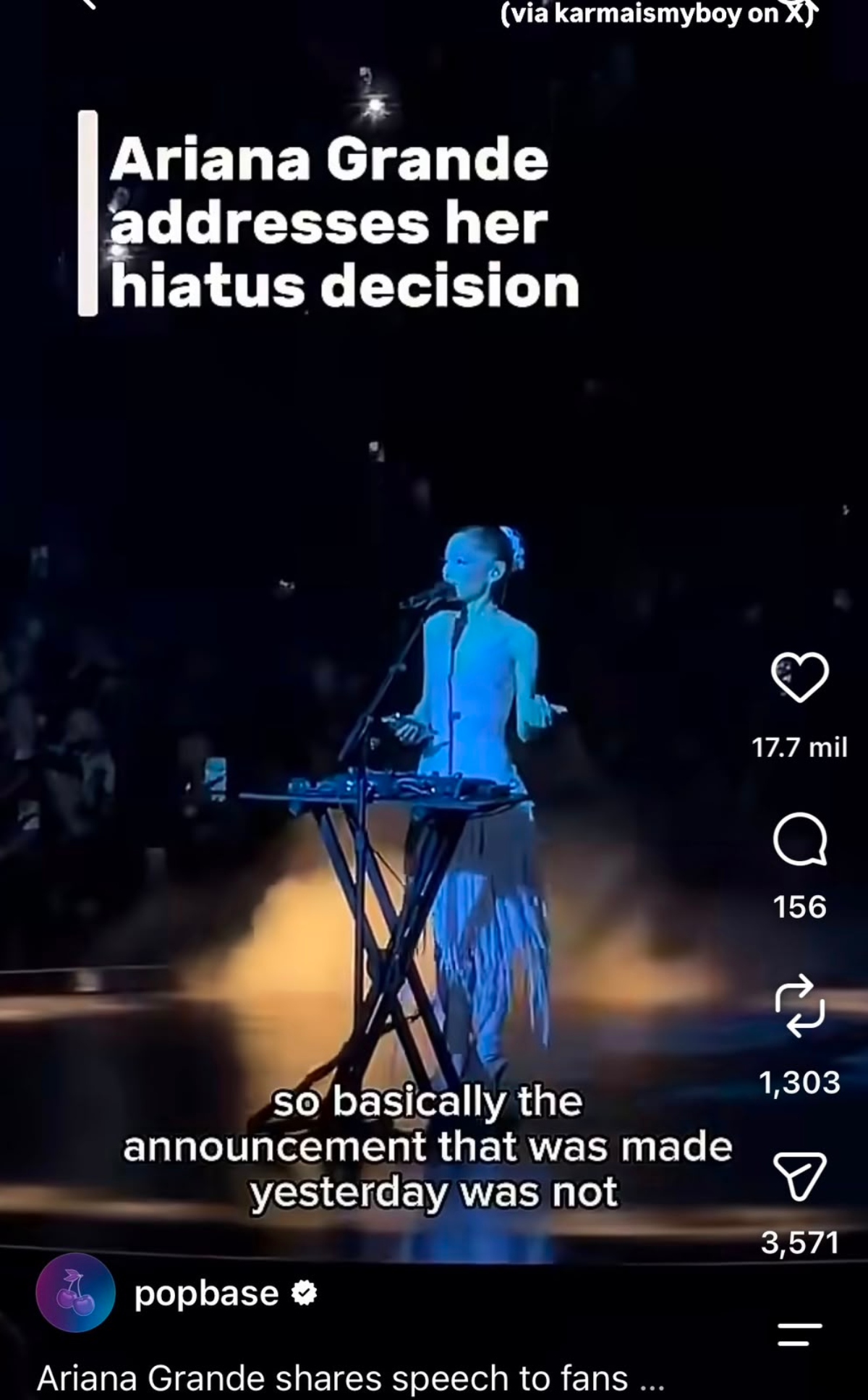 Ariana Grande rompe el silencio sobre su retiro al terminar la gira