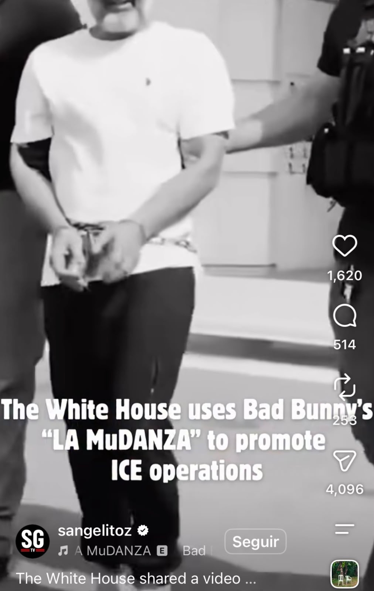 La Casa Blanca utiliza canción Bad Bunny para promocionar el ICE