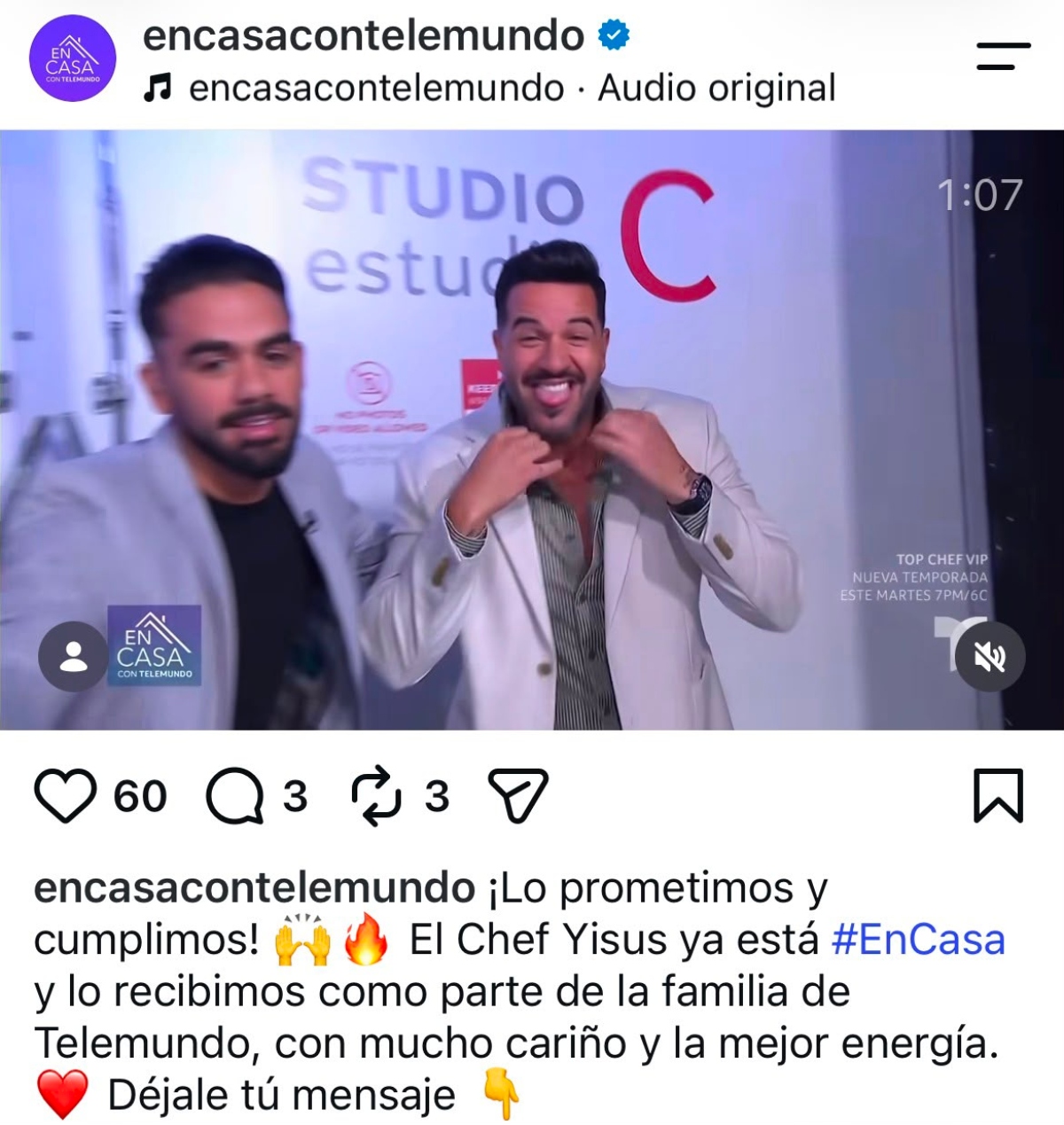 Chef Yisus regresa a la televisión con 'En Casa con Telemundo'