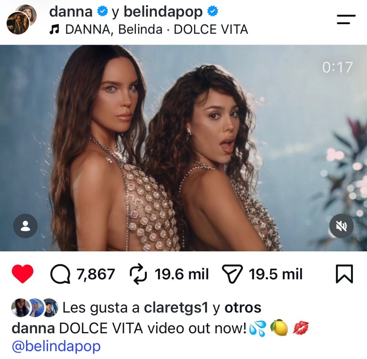 Danna y Belinda suben la temperatura con el video de su canción 'Dolce Vita'