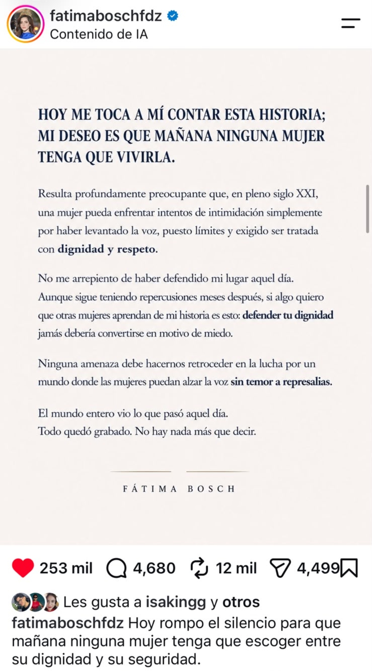 Quieren meter a la cárcel a Fátima Bosch, Miss Universo