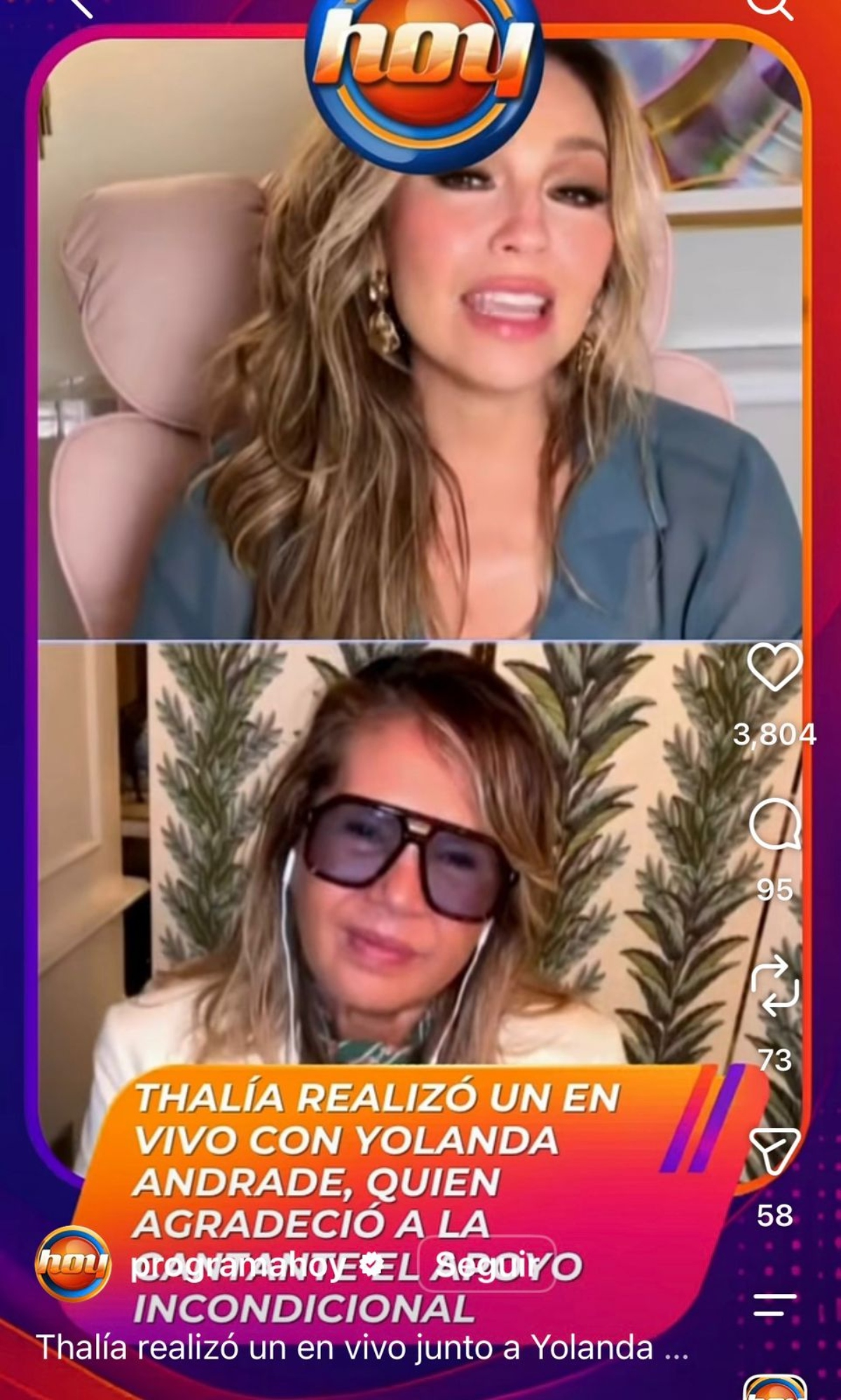 Yolanda Andrade se confiesa con Thalía sobre su salud