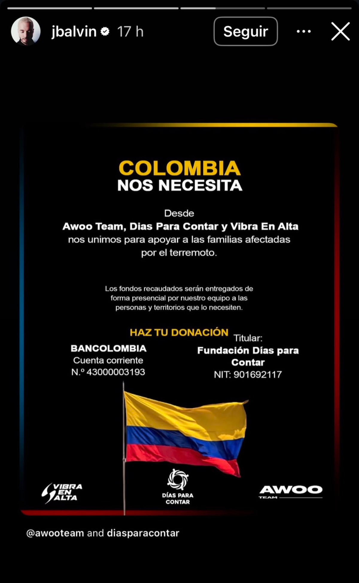 Maluma Thalía J Balvin piden apoyo tras terremoto en Colombia