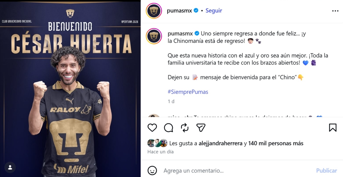Chino Huerta regresa a Pumas