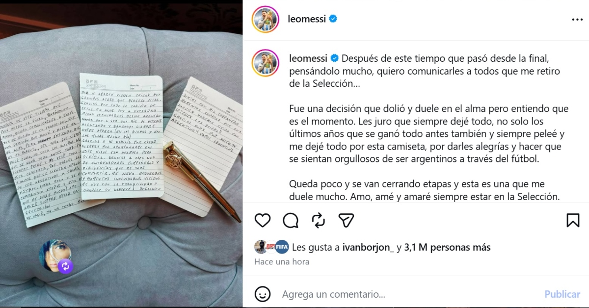Lionel Messi anuncia su retiro de Argentina