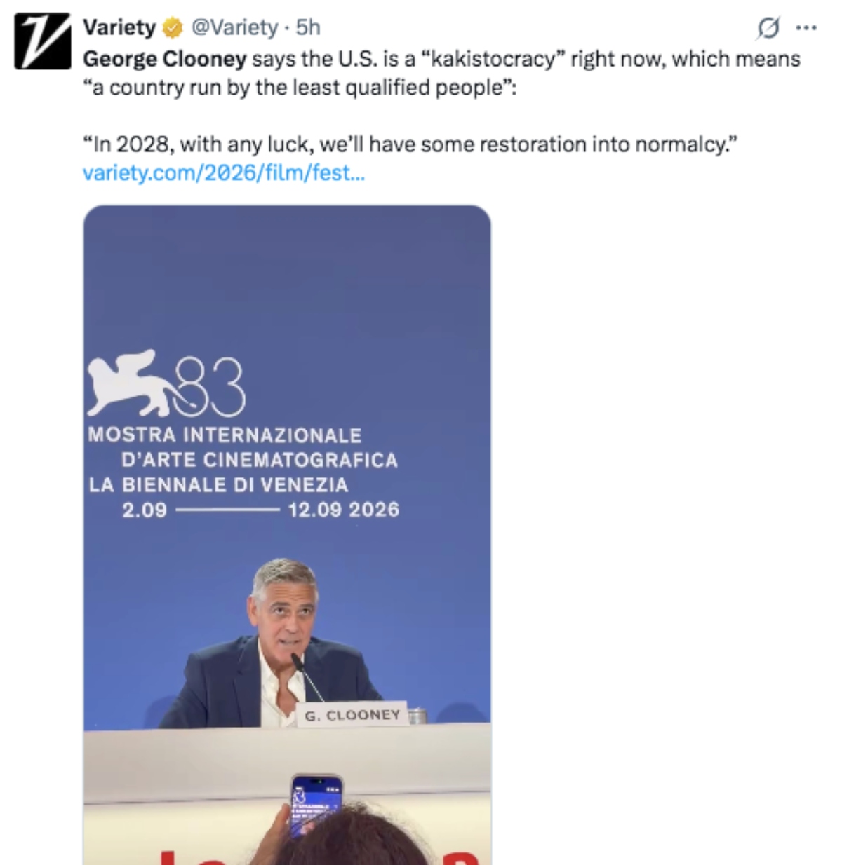 George Clooney espera que las cosas mejoren para EEUU