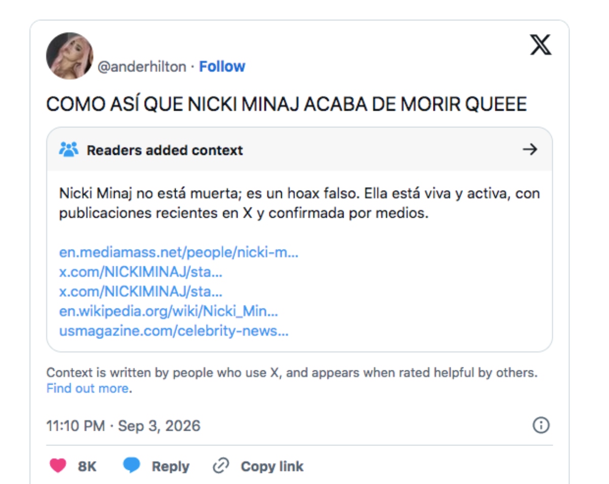 ¿Murió la cantante Nicki Minaj? El rumor en redes sociales