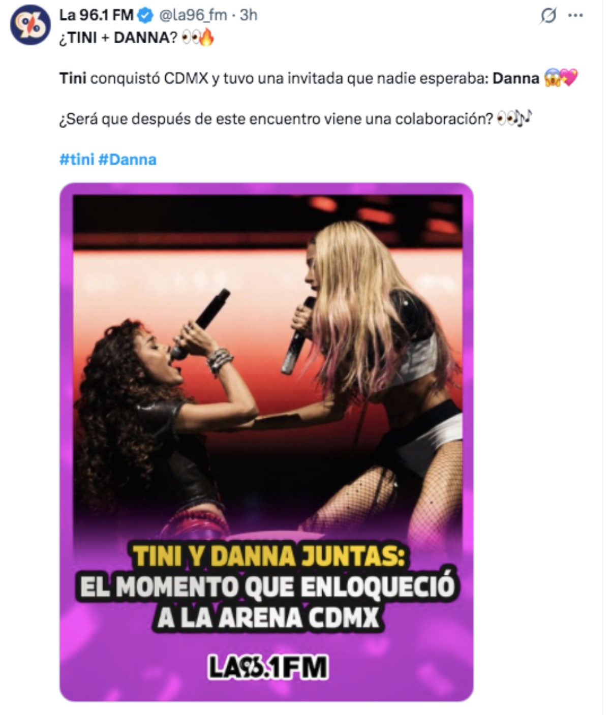 Danna triunfa en show de Tini como invitada especial