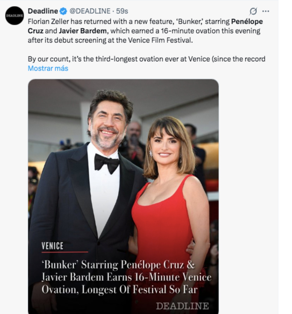 Penélope Cruz y Javier Bardem se roban las miradas en el Festival de Venecia