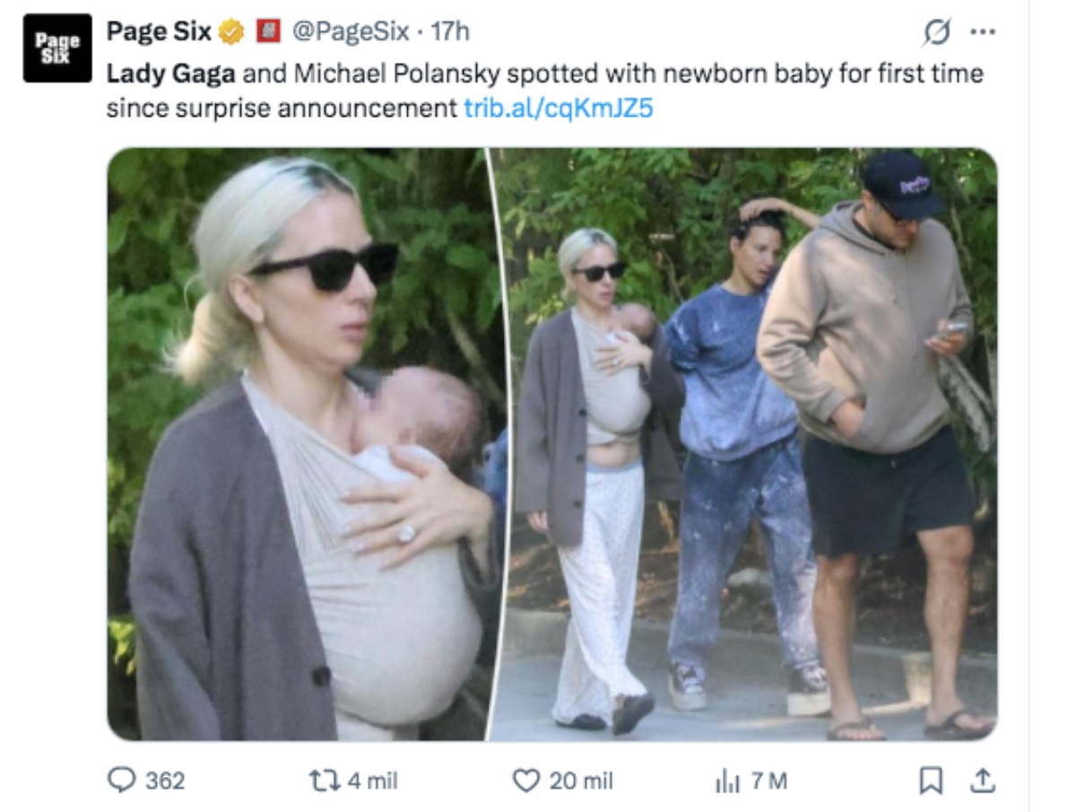 Lady Gaga sorprende a todos con su bebé y ya es mamá