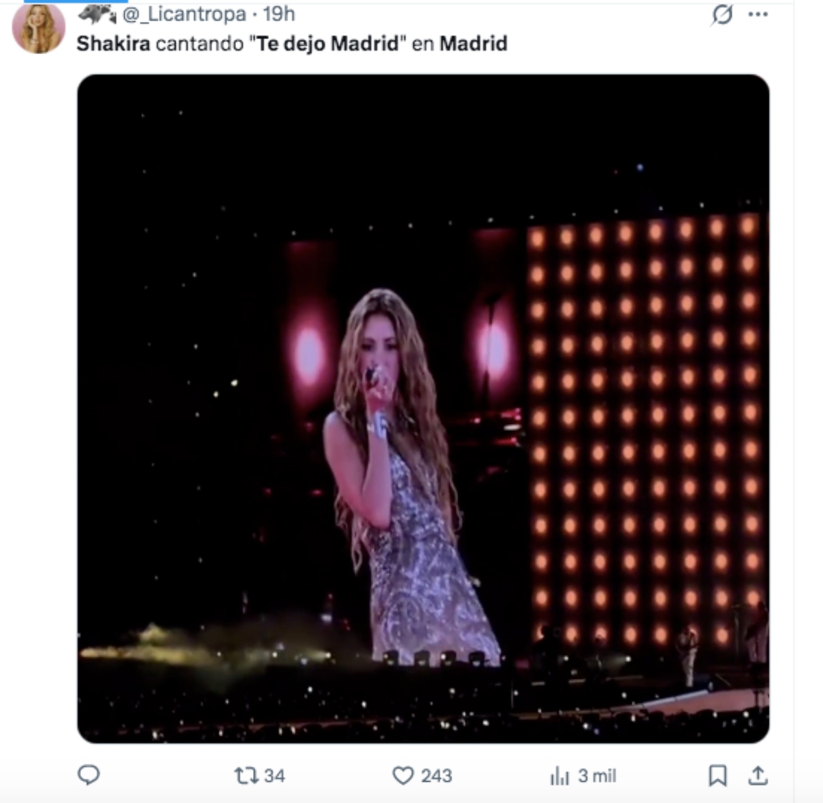 Shakira confiesa un amor a los 19 años en Madrid