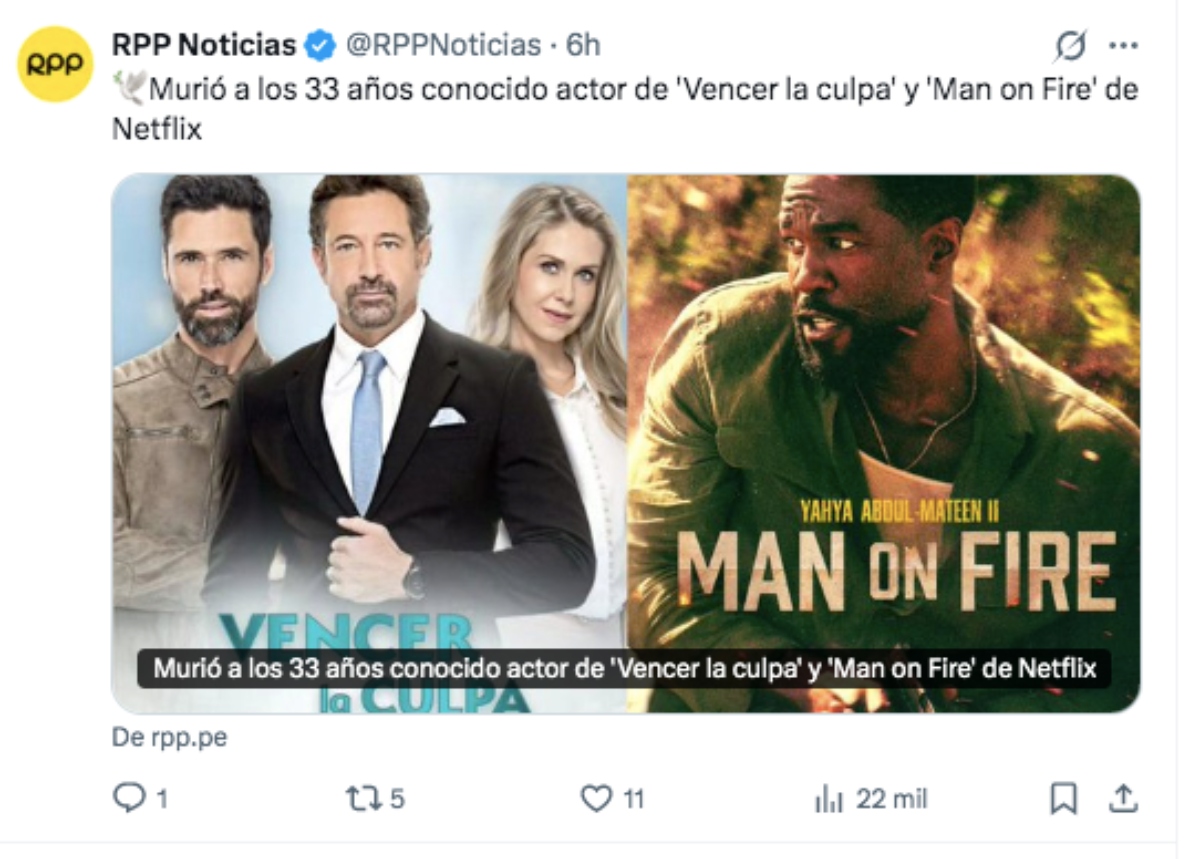 Muere a los 33 años el actor César Raziel Hurtado de 'Pacto de Sangre' y 'Vencer la Culpa'