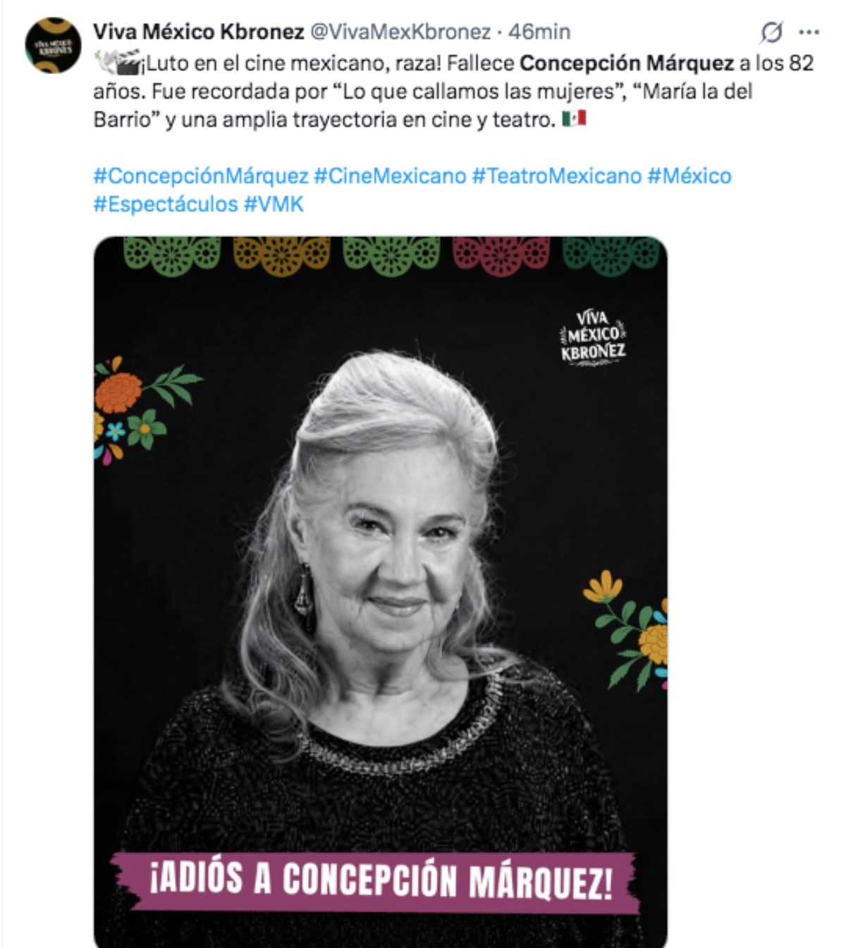 Muere la legendaria actriz de televisión y cine Concepción Márquez