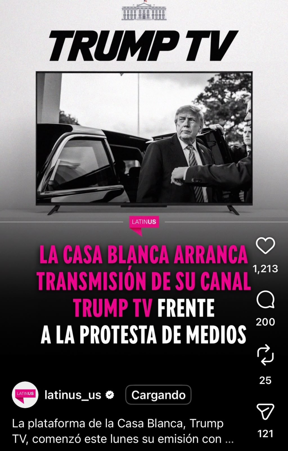 Plataforma de la Casa Blanca TRUMP TV arranca transmisiones
