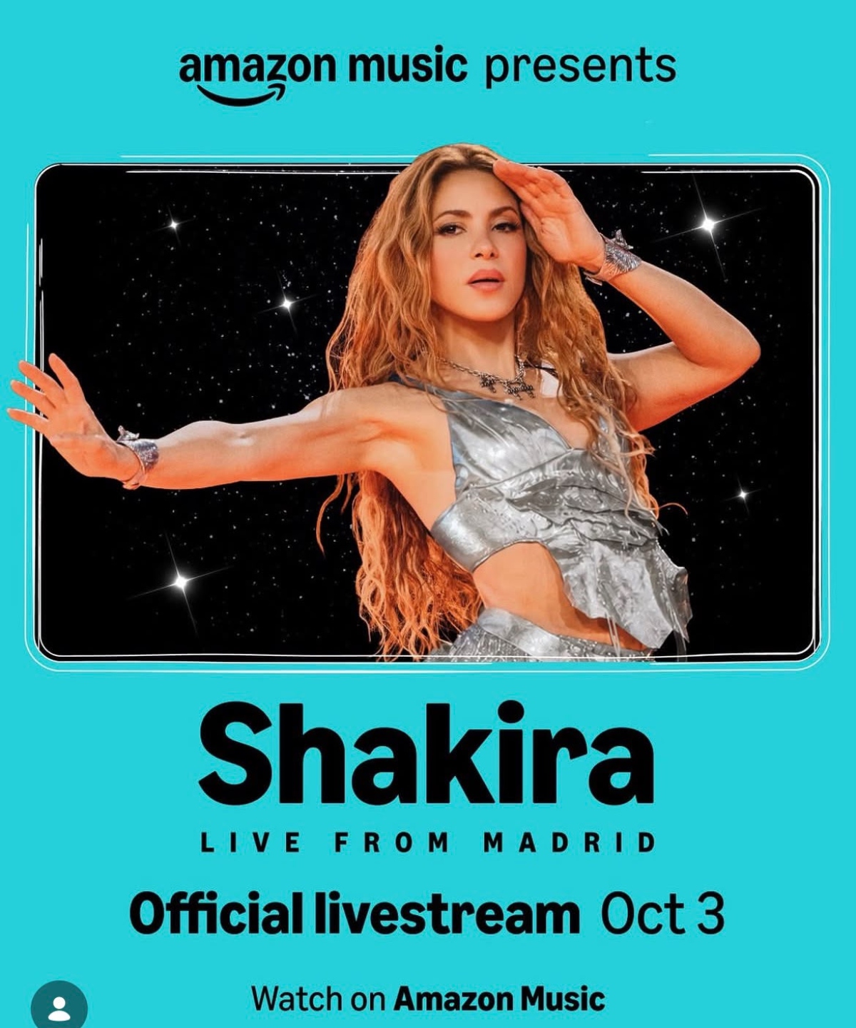 Shakira is teaming up with Amazon Music to livestream a show