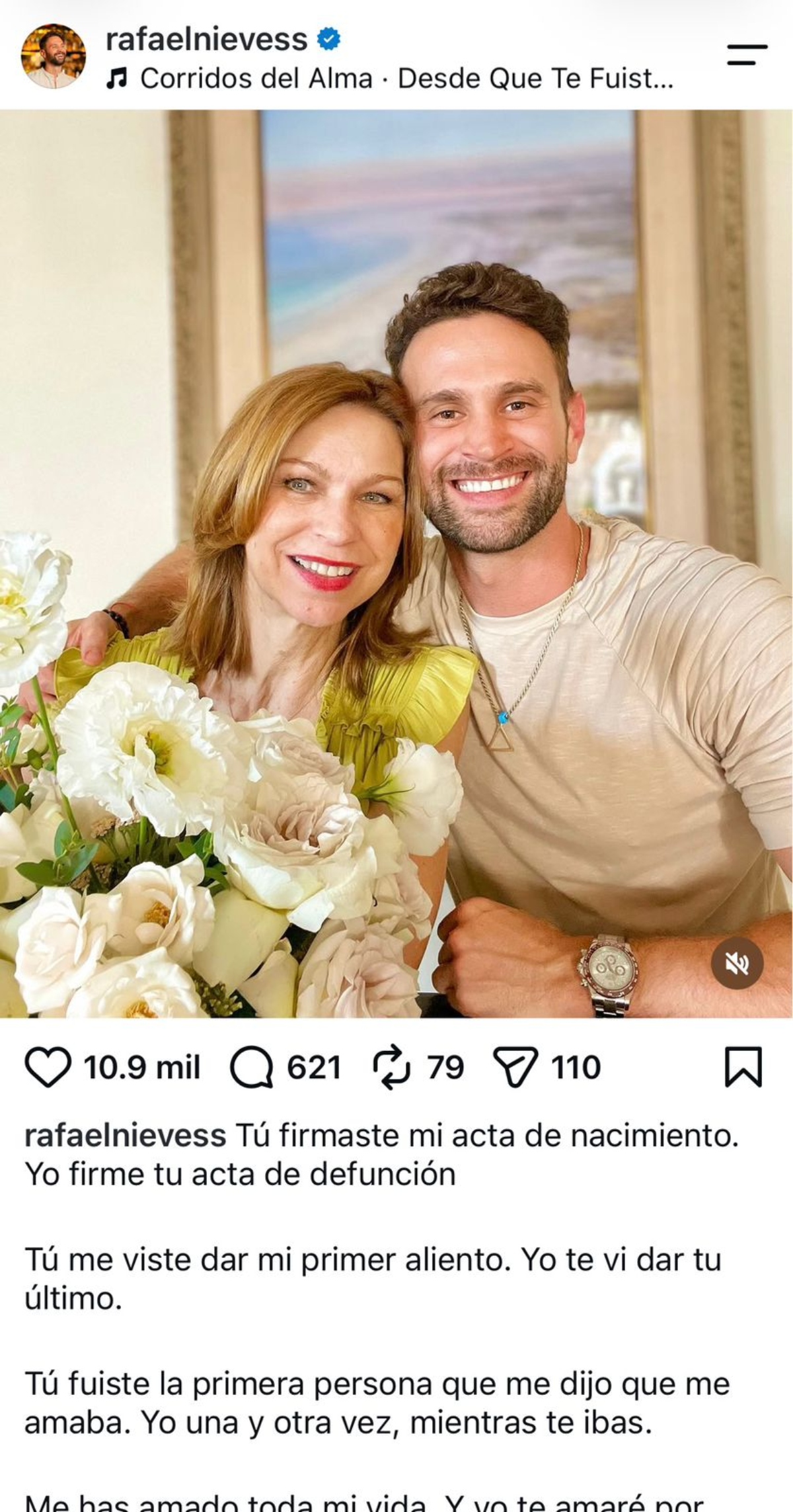 El actor Rafael Nieves está destrozado por la muerte de su mamá