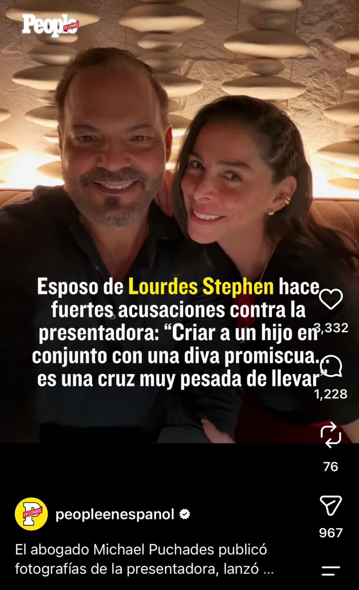 Esposo de Lourdes Stephen la tacha de 'diva promiscua'