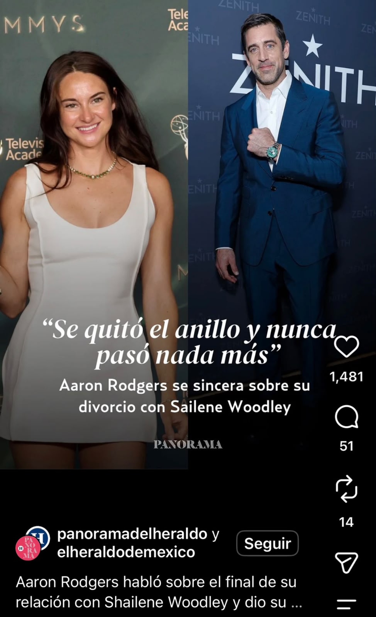Aaron Rodgers hace fuertes revelaciones actriz Shailene Woodley