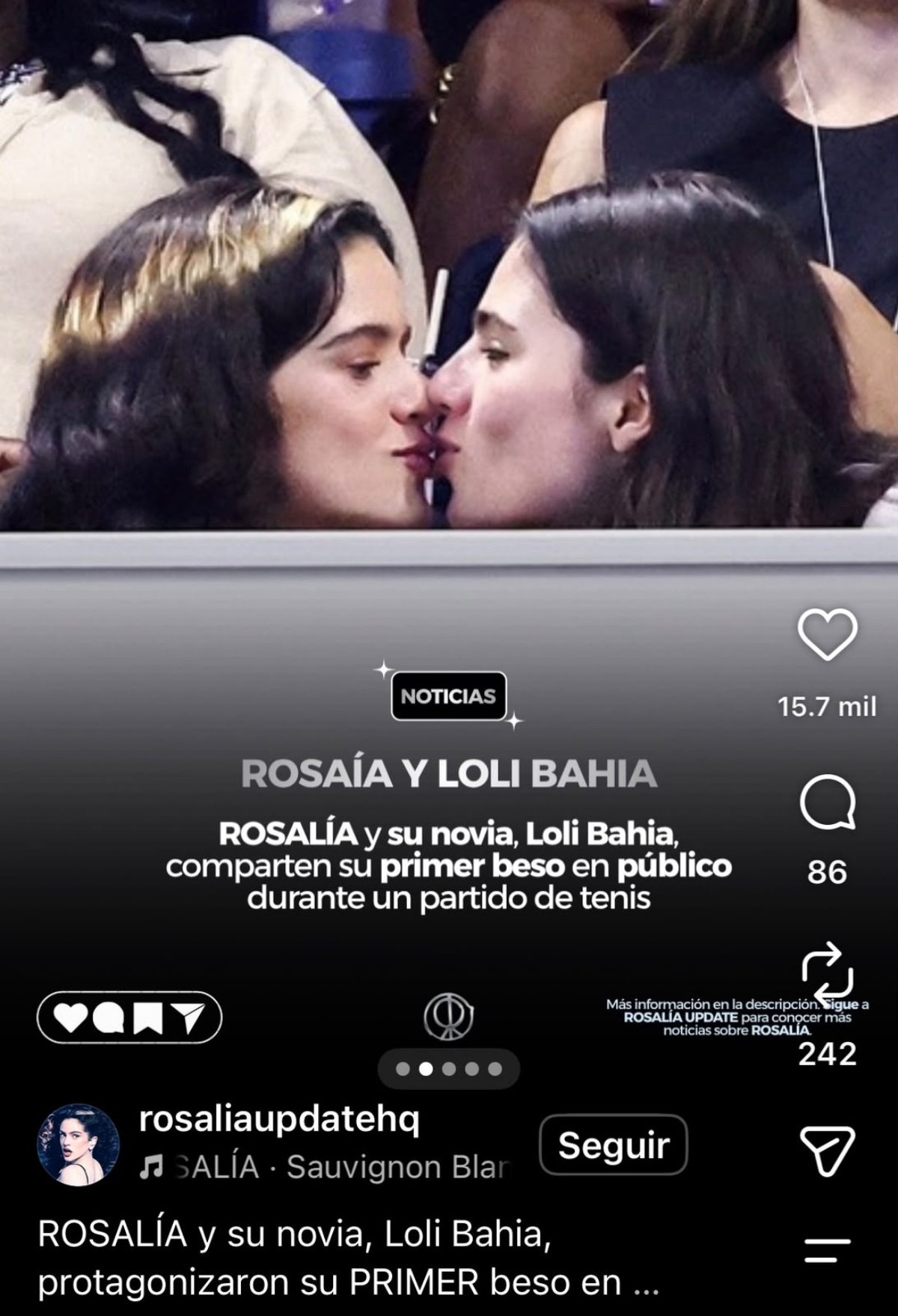 Rosalía y Loli Bahia presumen su amor en un partido de tenis