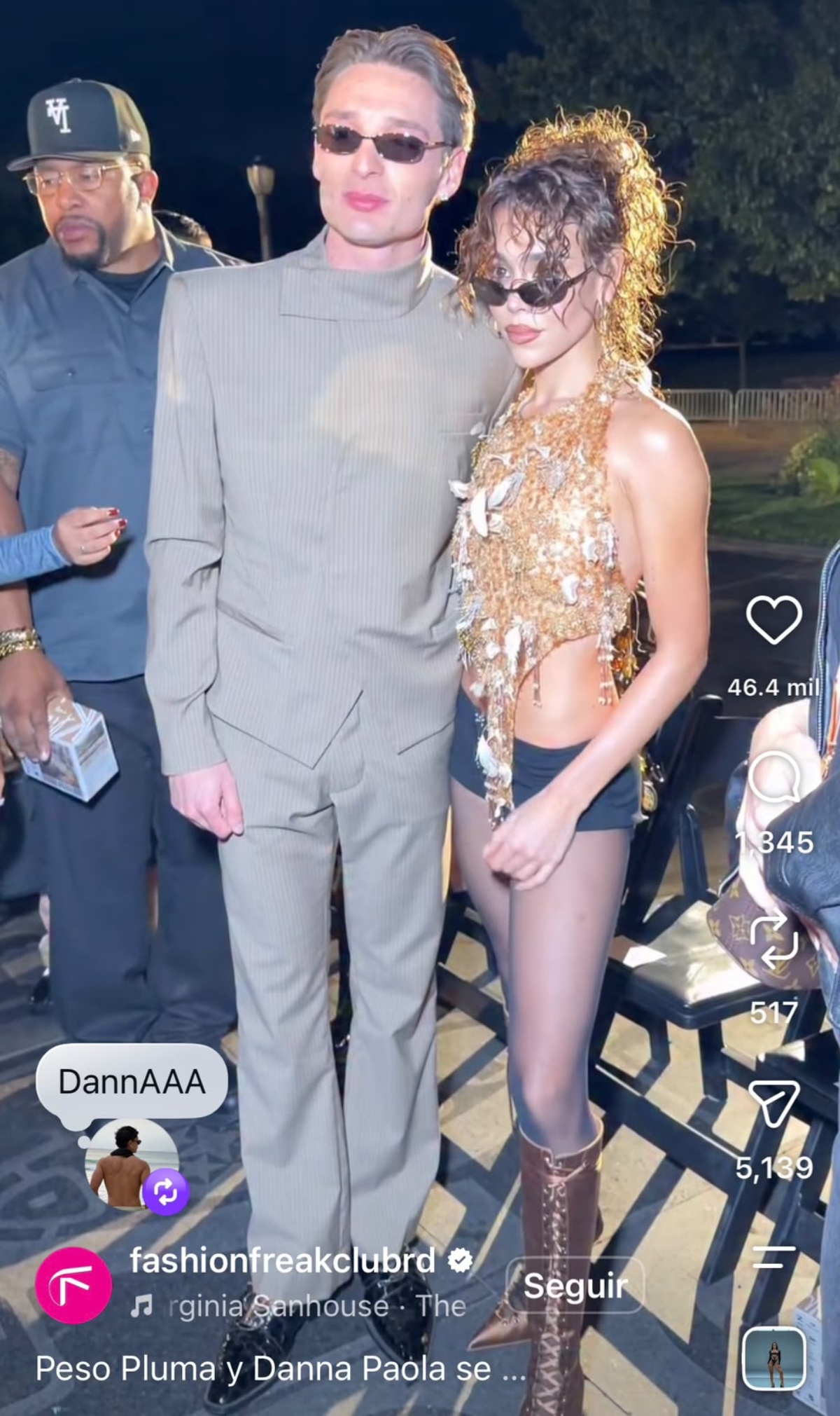 Peso Pluma aparece junto a Danna en desfile de moda y desatan sospechas