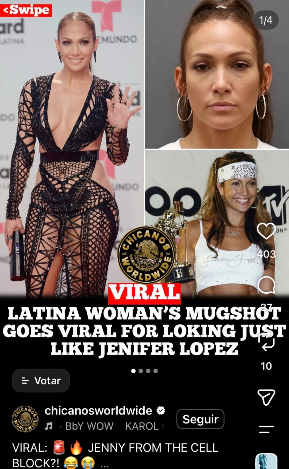 Una supuesta foto de Jennifer López detenida se vuelve viral