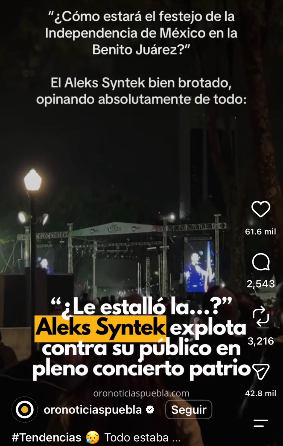  Aleks Syntek estalla contra la gente en pleno show 
