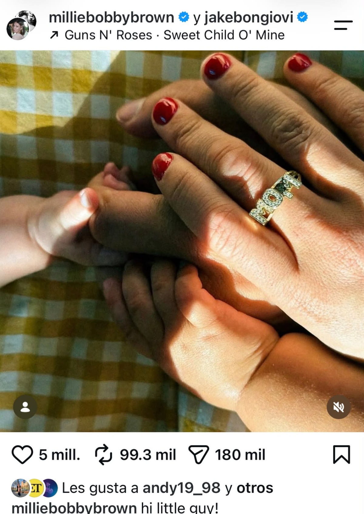 Millie Bobby Brown se convierte en mamá por segunda ocasión tras adoptar otro bebé