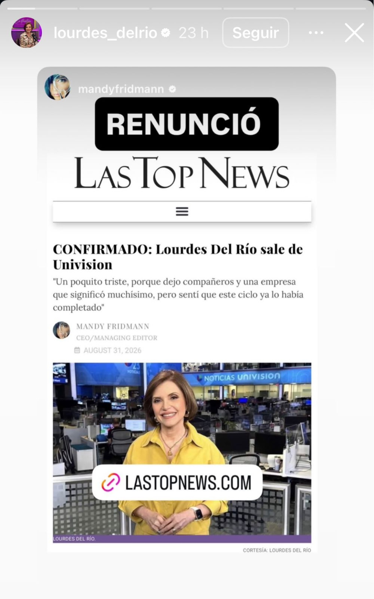 La periodista Lourdes Del Río sale de Univision después de 30 años