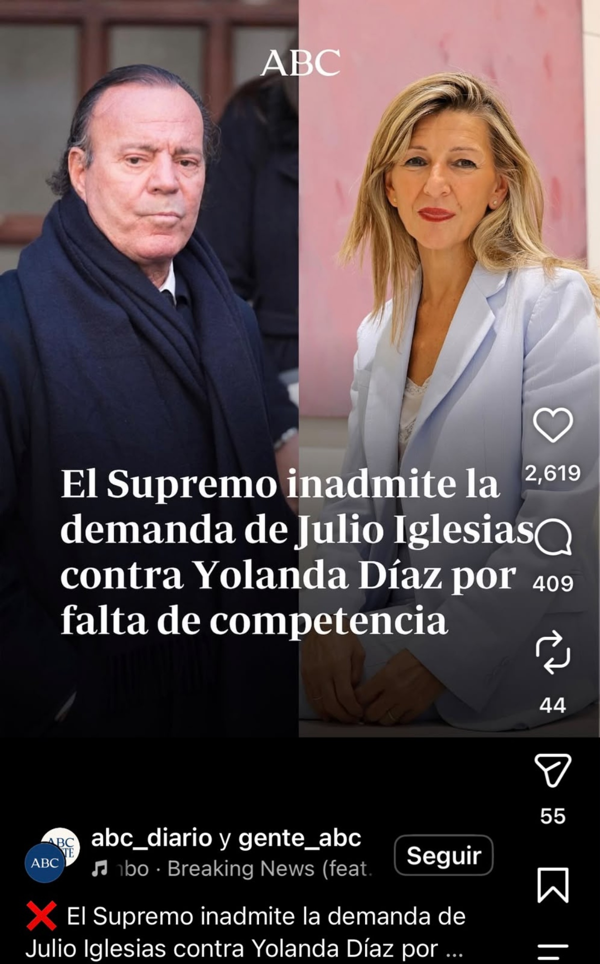Rechazan demanda de Julio Iglesias contra vicepresidenta