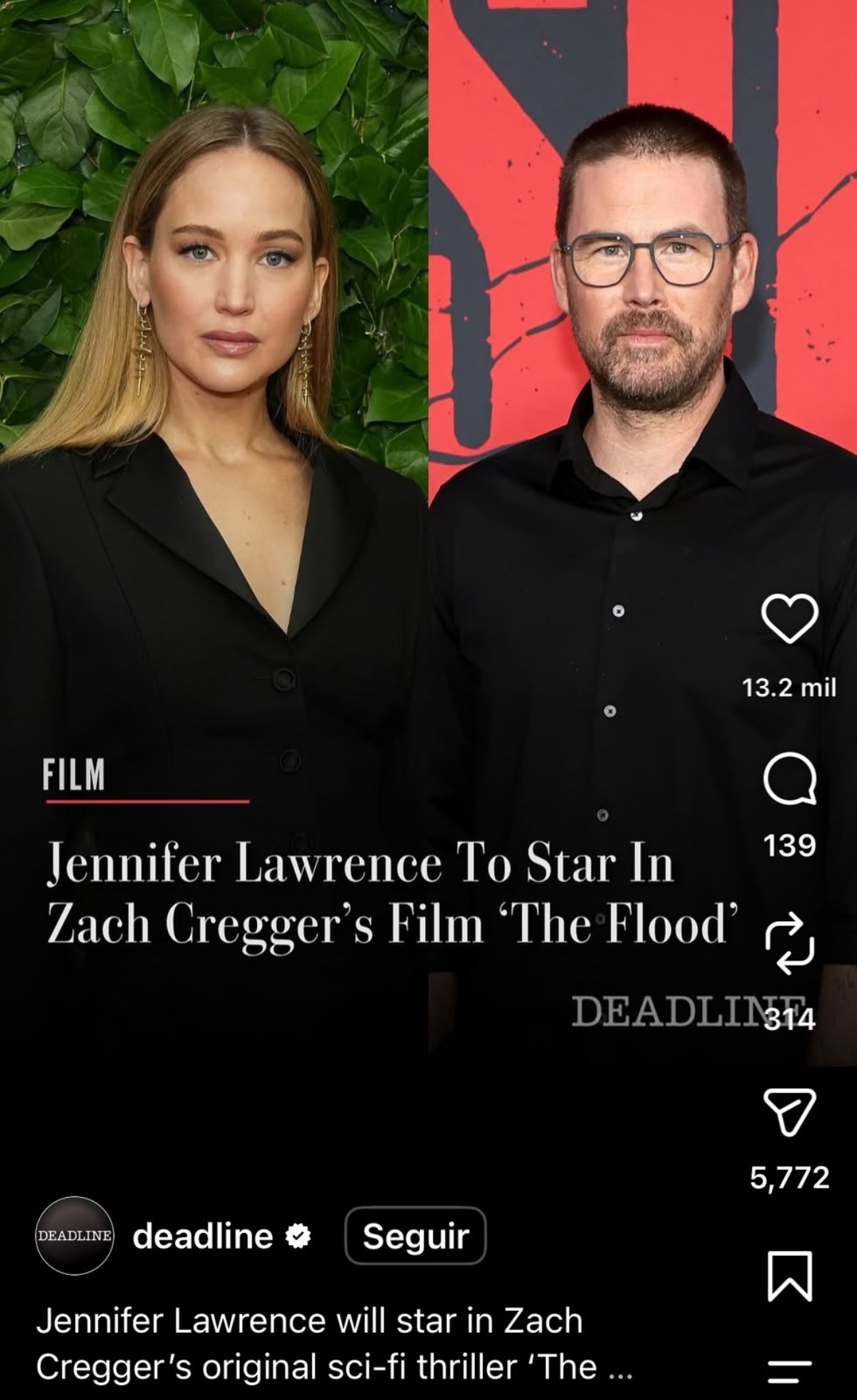 Jennifer Lawrence será protagonista de la película 'The Flood'