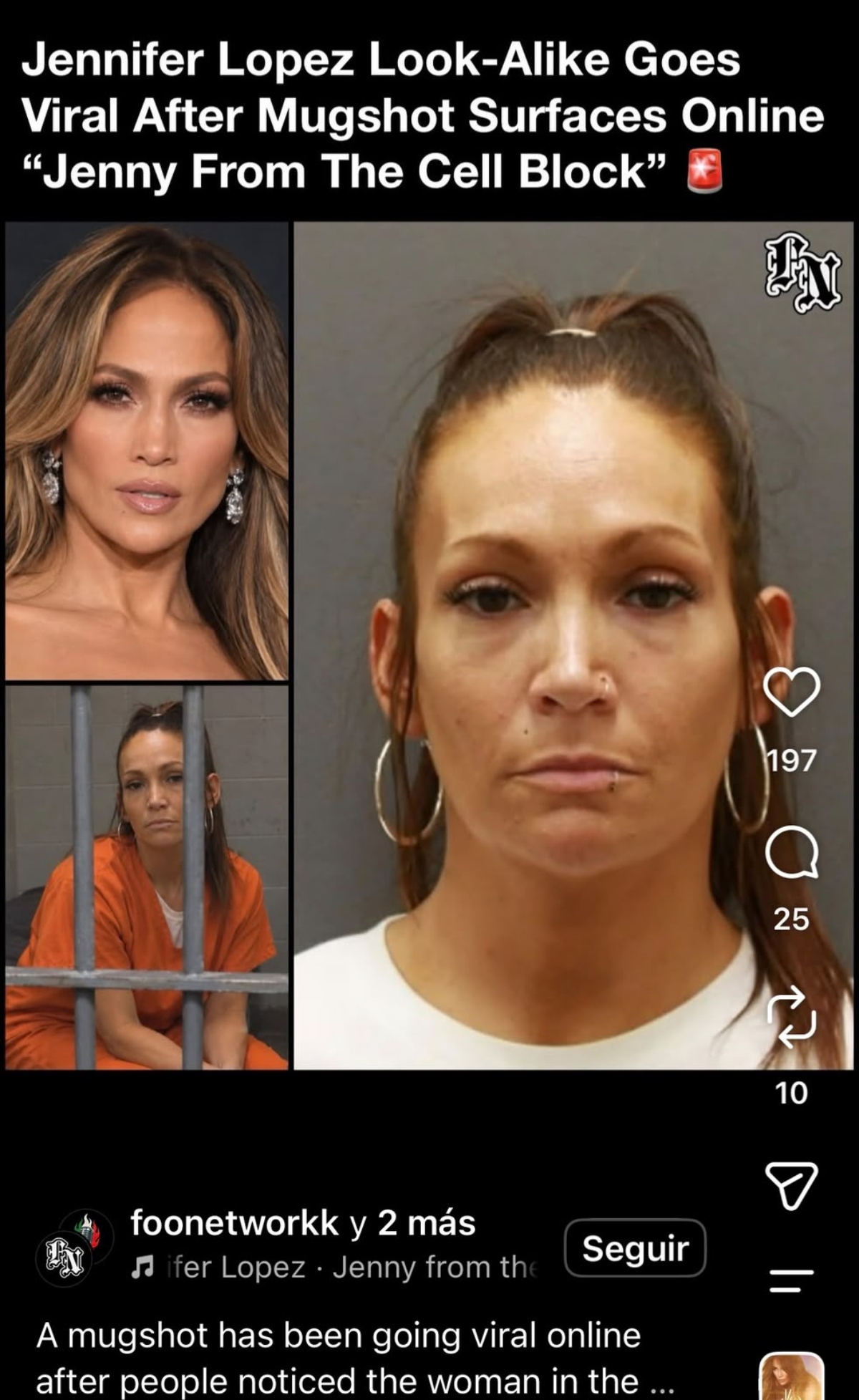 Una supuesta foto de Jennifer López detenida se vuelve viral