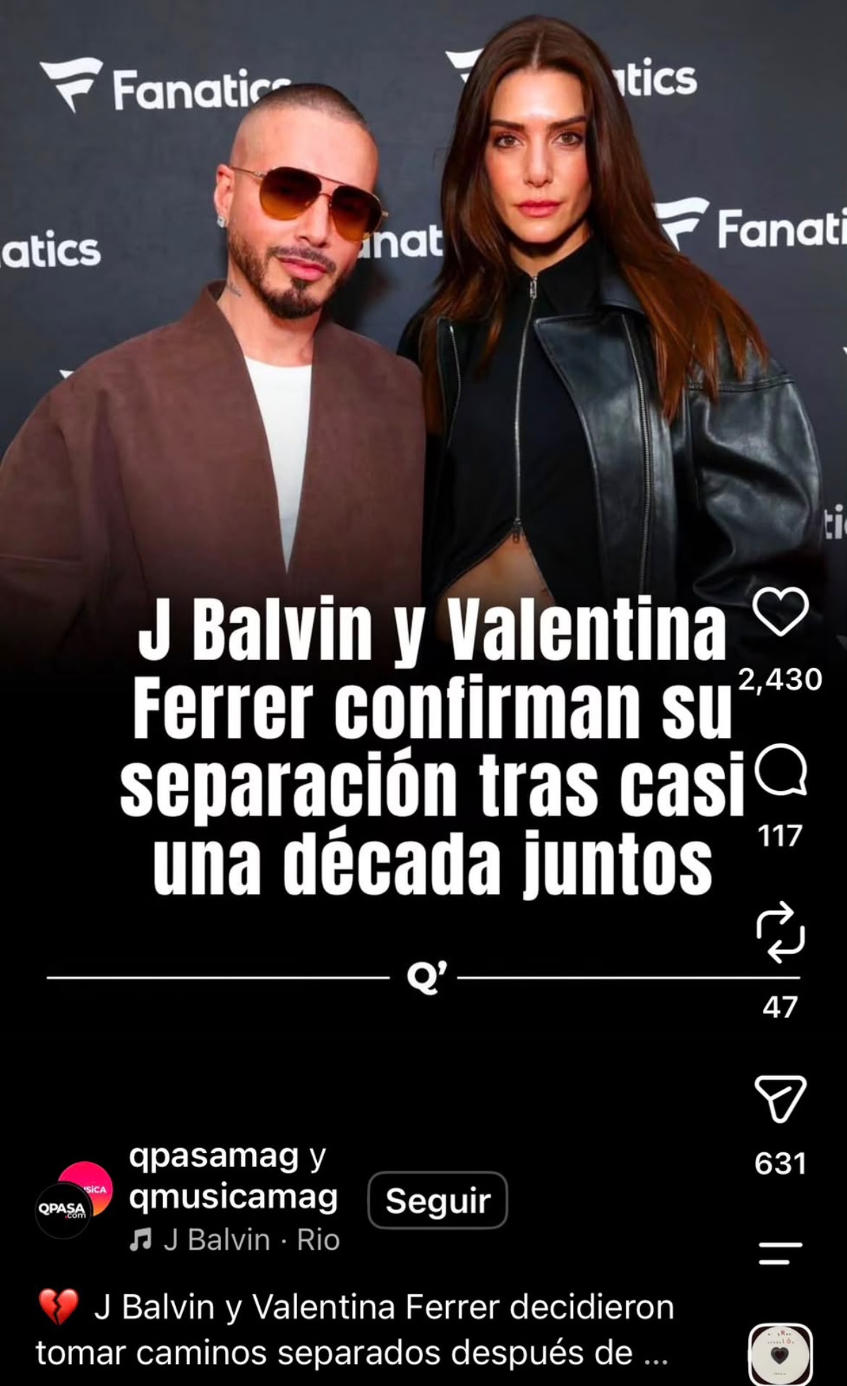 Valentina Ferrer anuncia su separación del cantante J Balvin