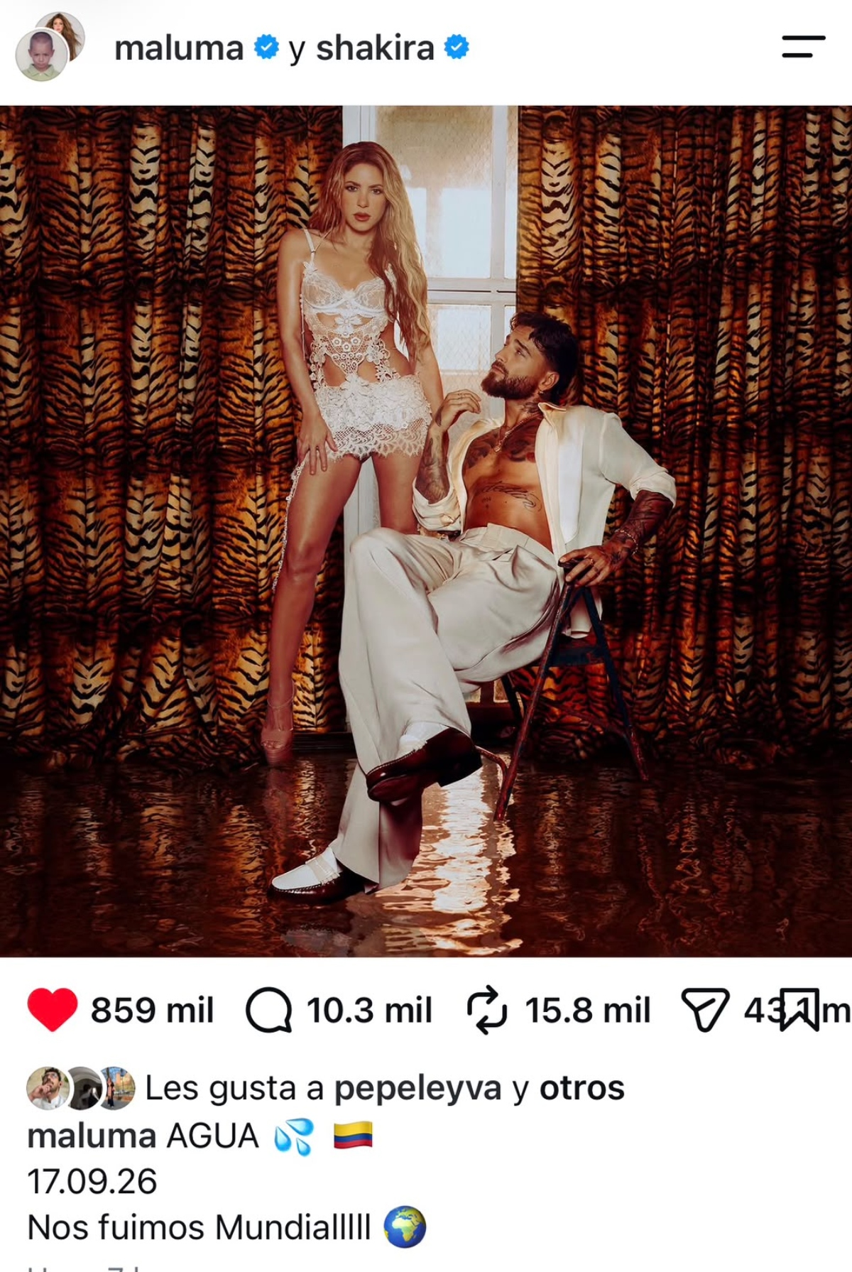 Shakira y Maluma anuncian nueva colaboración titulada 'Agua'