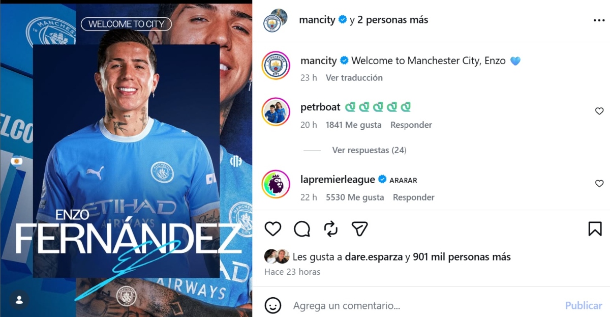 Enzo Fernández ficha por Manchester City