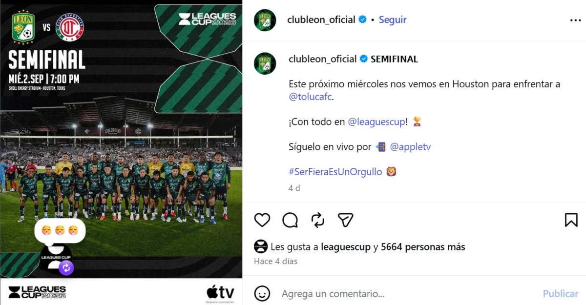 Leagues Cup León y Toluca por la final