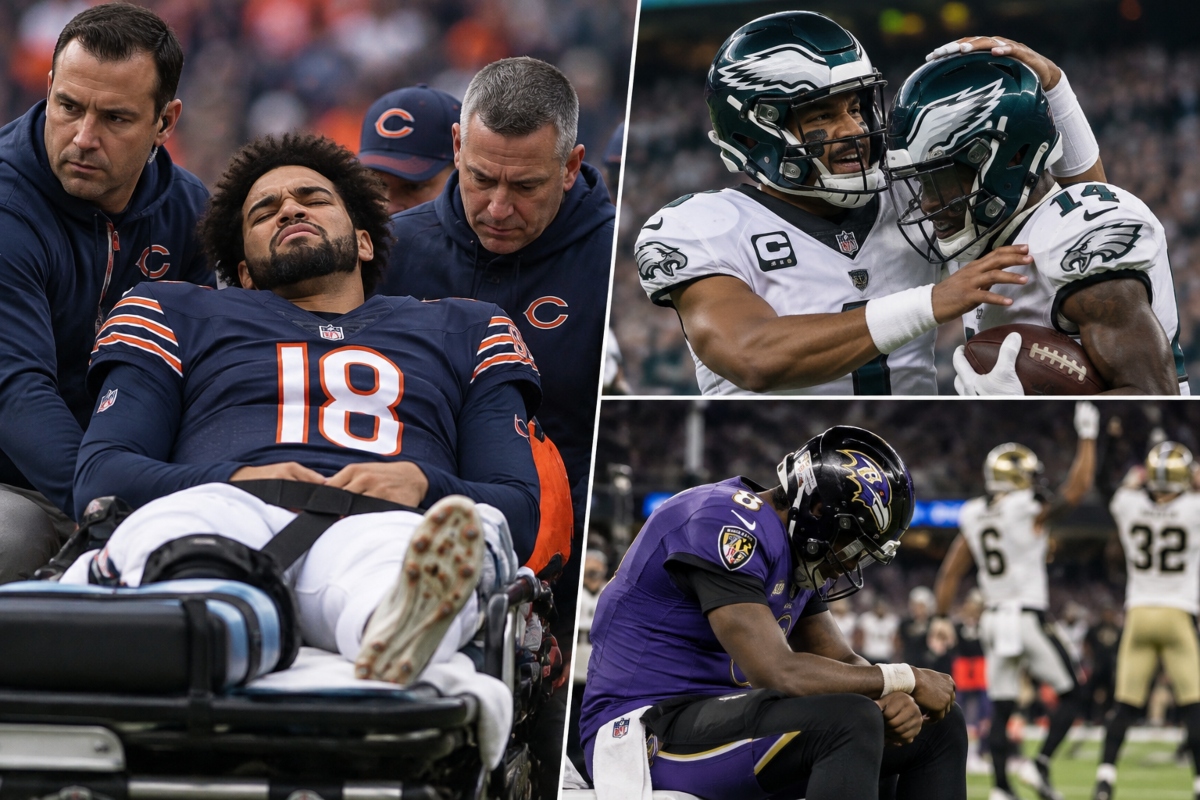 Drama en la NFL: lesión de Williams sacude a Bears, Ravens se desploman y Eagles firman épica remontada