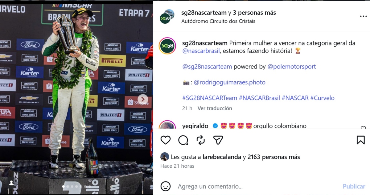 Tatiana Calderón hace historia en NASCAR Brasil